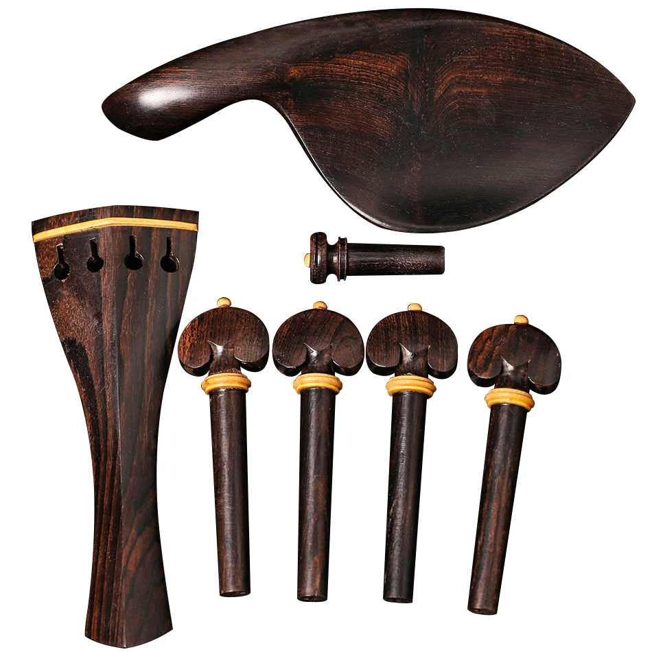 1Set Violin Parts Ebony Wood Violin Pegs Chin Rest End Pin Tuner Tailpiece Set  4/4 Violin Parts  Very precious