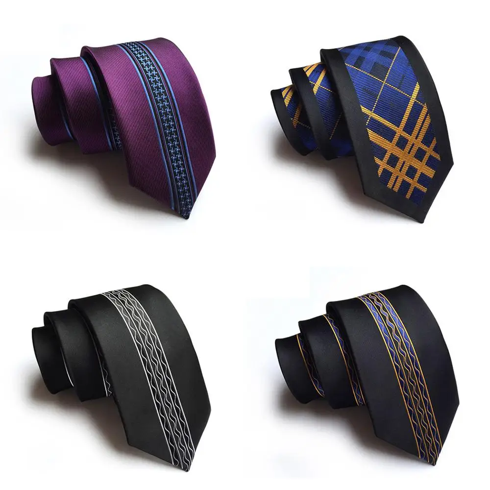 

Fashion Skinny Floral Striped Ties For Men 6CM Silk Tie Blue Black Silm Jacquard Woven Business Wedding Neckties