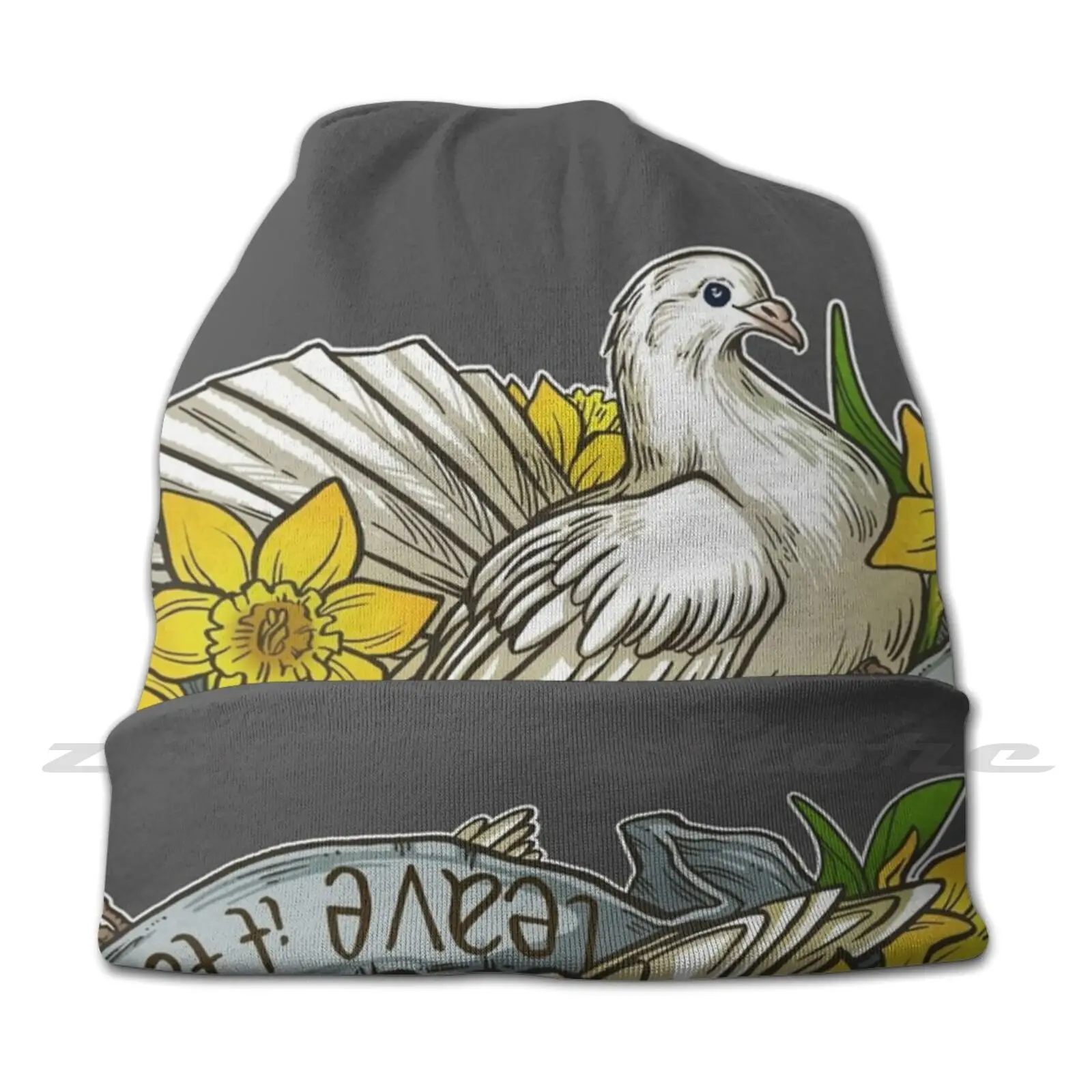 Leave It To Me Knit Hat Hedging Cap Soft Elasticity Outdoor Sports Leisure Birds Dove Doves Fantail Dove Bird Flower Flowers