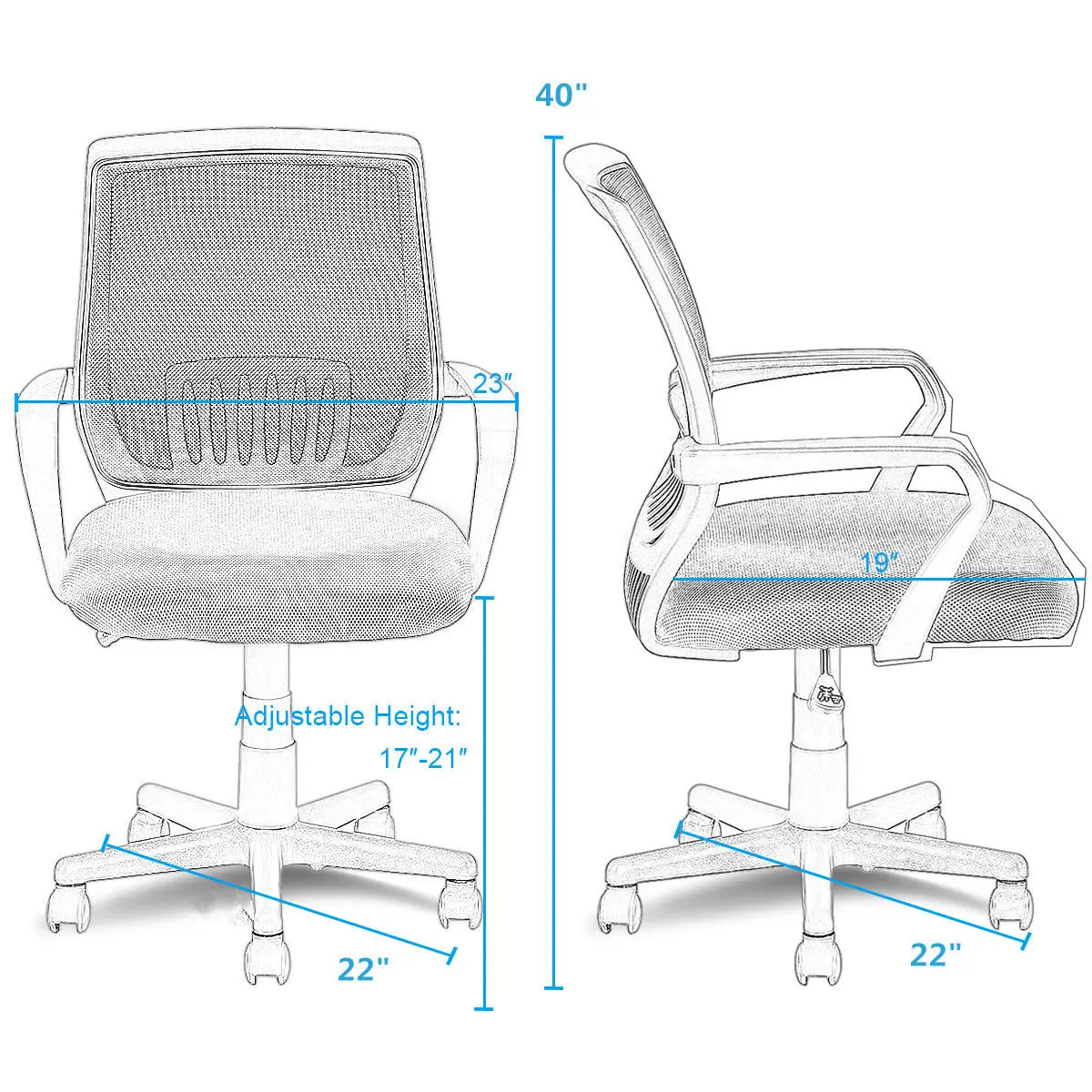 Costway Modern Ergonomic Mid-back Mesh Computer Office Chair Desk Task Task Swivel Black