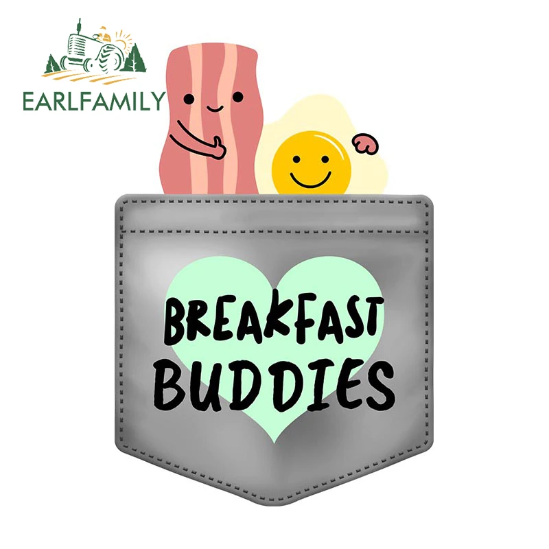 EARLFAMILY-pegatinas impermeables para coche, calcomanías de 13cm x 8,9 cm para bolsillo, Bacon y huevo, divertido desayuno, Buddies