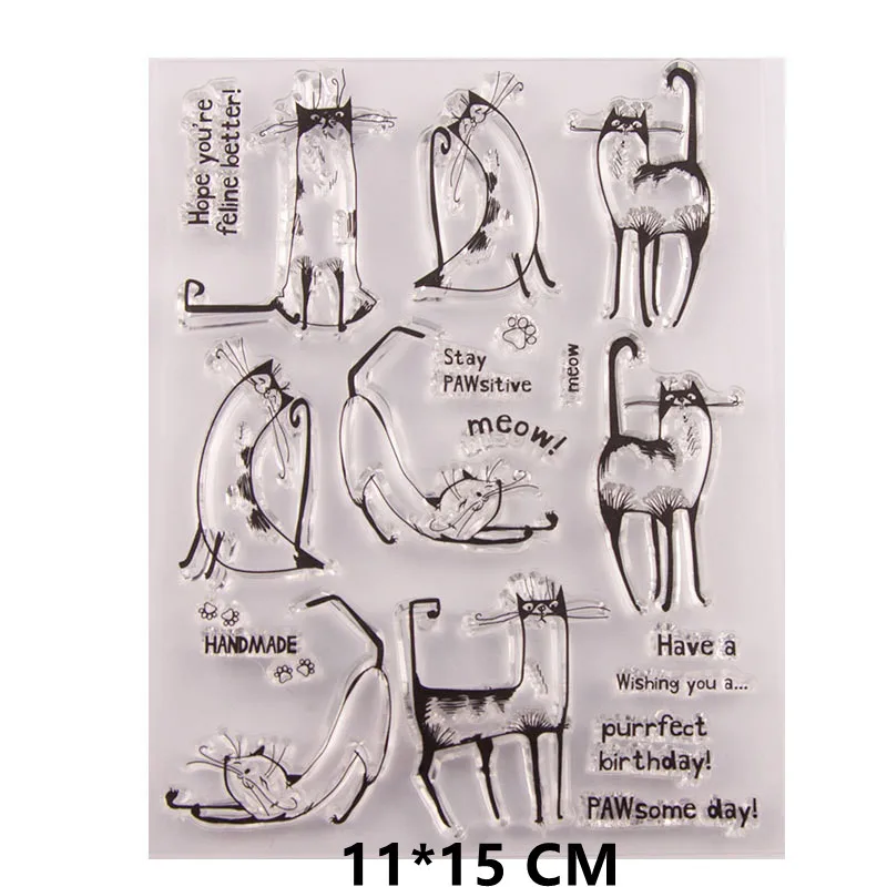 2021 New Cats Clear Stamps DIY Scrapbooking Craft Supplies Rubber Silicon Seals Card Album Hobby ink pad Stamping