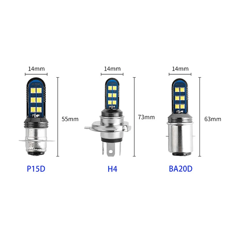 1PC H4 LED Motorcycle Headlight Bulbs Super Bright 3030 12SMD H6 BA15D P15D Motor Headlamp DRL Lights 12V White