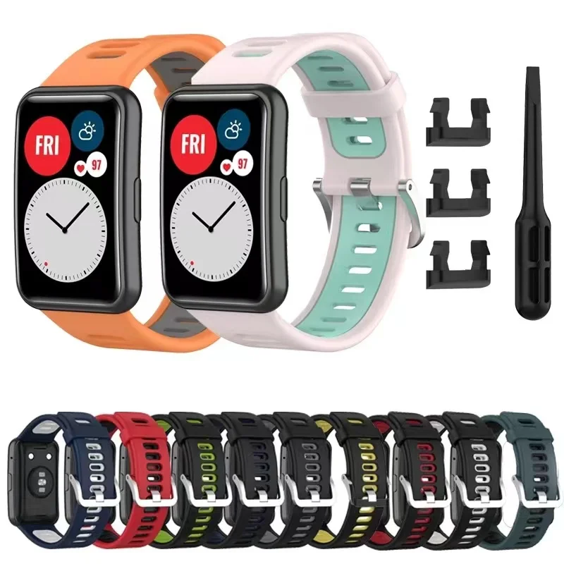 Siliconen Band Voor Huawei Horloge Fit Originele Smartwatch Horlogeband Vervanging Correa Band Voor Huawei Horloge Fit Beschermhoes