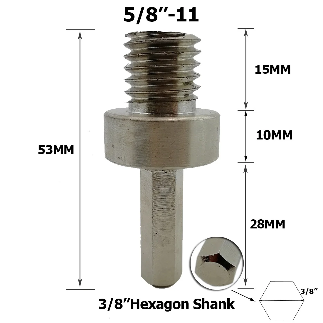 DT-DIATOOL 1 шт. M14 или 1/4 "-11 переходник с наружной резьбы на шестигранный хвостовик 5/8, сверло можно установить на ручную дрель или электродрель