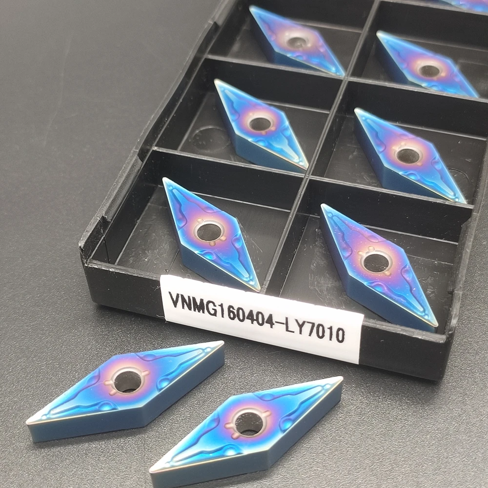 10 Buah VNMG160404 Karbida Kualitas Tinggi Alat Putar VNMG160404-LY7010 Pisau Bor CNC Seri Api Biru