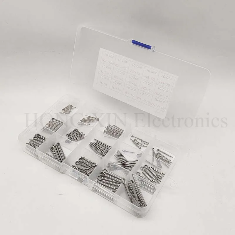 240pcs/Set 15 Size Split Cotter Pin Hitch Pins Clip Key Fastner Assortment Kit M1 M1.5 M2 M2.5 M3