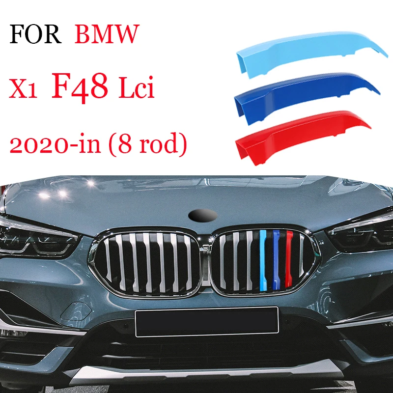 3pcs ABS M Power Performance Car Racing Grille Trim Strip Clip For BMW X1 E84 F48 F49 U11 2009-2023 2019 2020 2023 2021 2018
