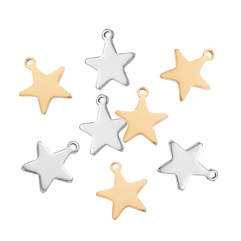 

50pcs/Lot Stainless Steel Silver/Gold Tone Tiny Star Charms For Pendant Bracelet Jewelry Making Accessories 13x14mm Dropshiping