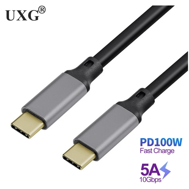 100W PD 5A Curved USB3.1 Type-C Male Cable 1M 2M 5M 4K @60Hz 10Gbps USB-C Gen2 Cord For Mac Pro Nintendo Oculus Quest 1 2