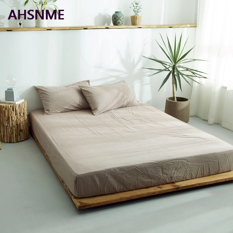 

AHSNME Bean Paste 100% Cotton sheets Super Soft parure de lit Cool Summer Simple Water Fitted Sheet 120/135/150/200/180/200cm