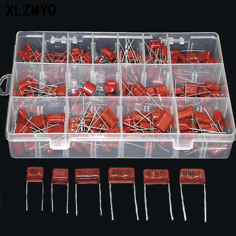 150pcs CBB Polypropylene Film capacitor 0nf-68nf 400v 630v CBB Capacitors Assortment Kit 10NF 22NF 47NF 100NF 220NF470NF 560NF