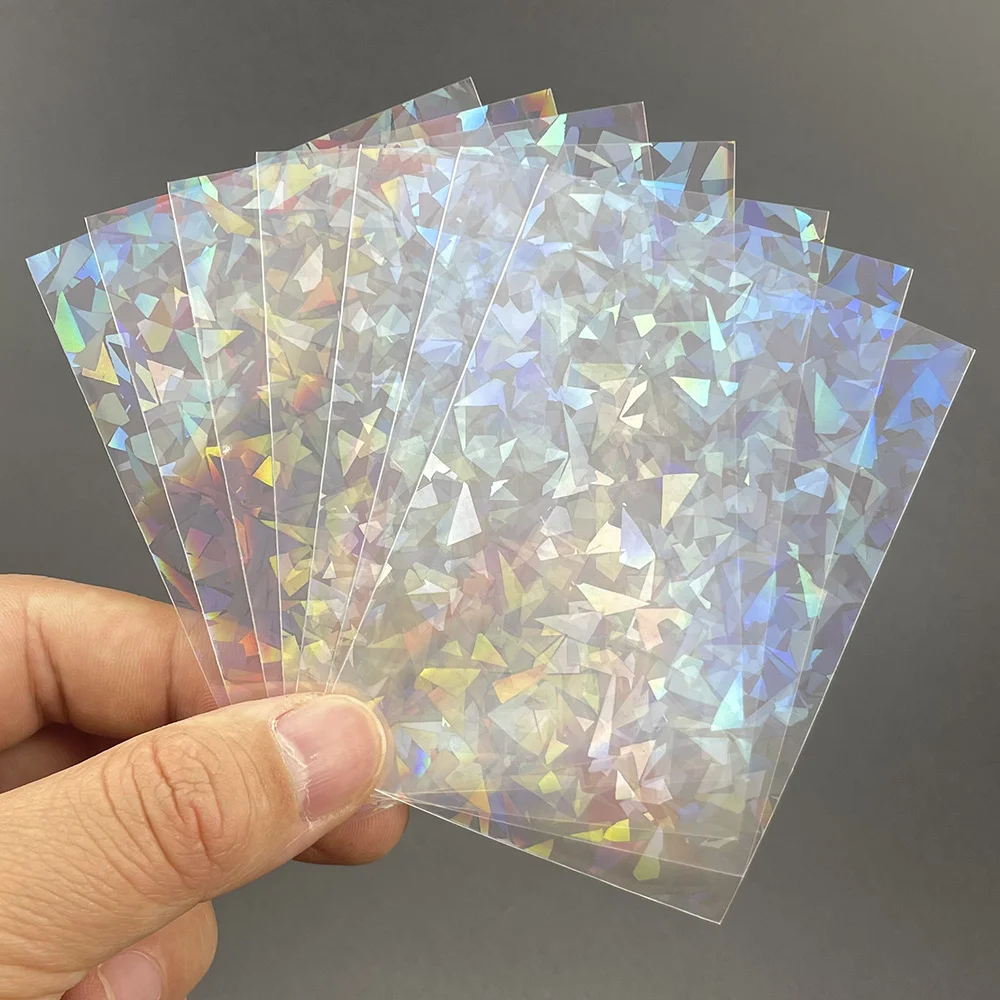 

100pcs/lot Broken Gemstone Glass Laser Flashing Card Film standard Ultra Super Card Protector YGO Holographic Card Sleeves