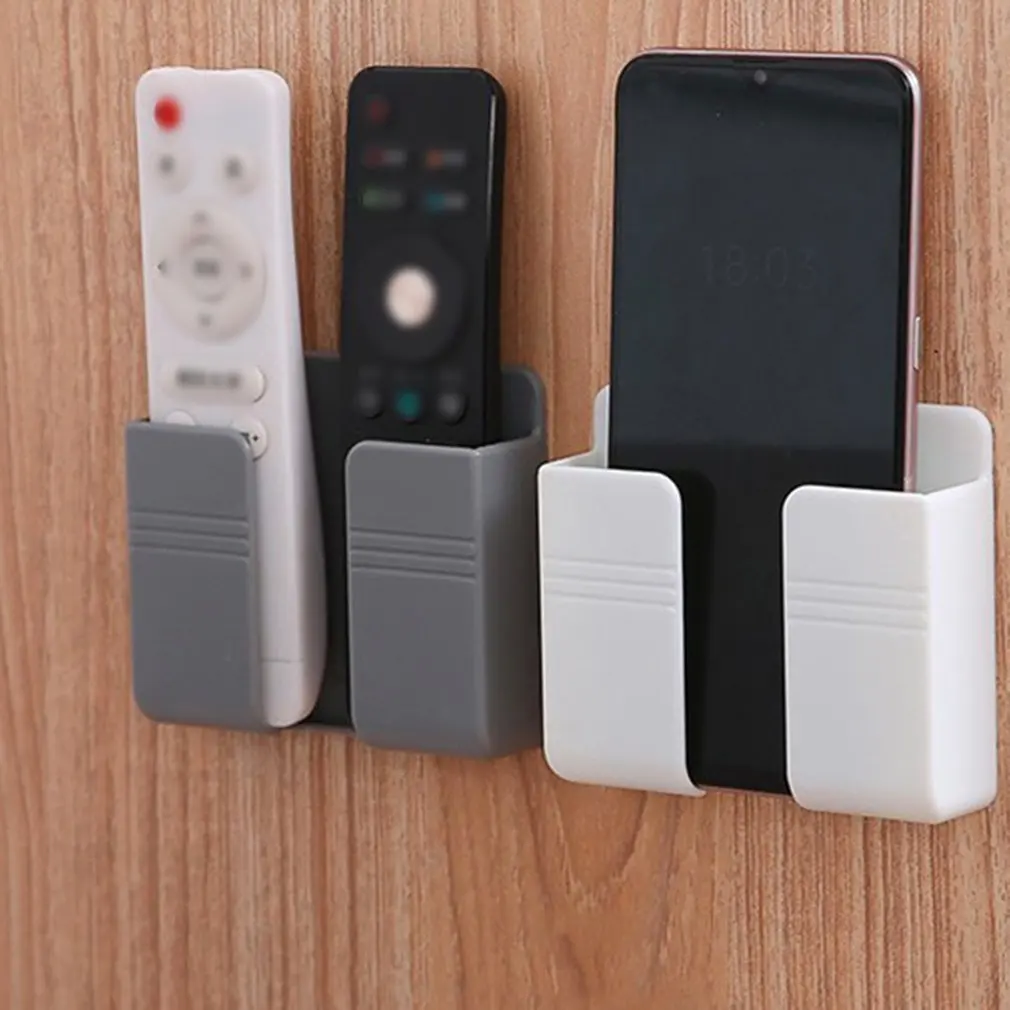 Wall Mounted Organizer Storage Box Remote Control Mounted Mobile Phone Plug Wall Holder Charging Multifunction Holder Stand