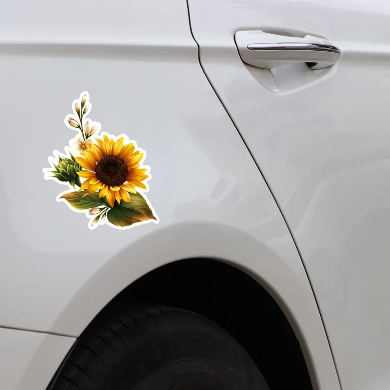 Three Ratels FC34 3D  Waterproof Sunflower Car Sticker Vinyl PVC Decal for House Room Wall Window Door Refrigerator Kitchen