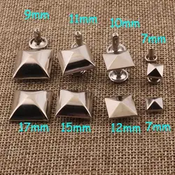 50 sets Double Cap Rivets 17mm/15mm/12mm/7mm Silver Square Double Cap  Studs Leather Craft Rivet Fastener Snaps Prong Studs