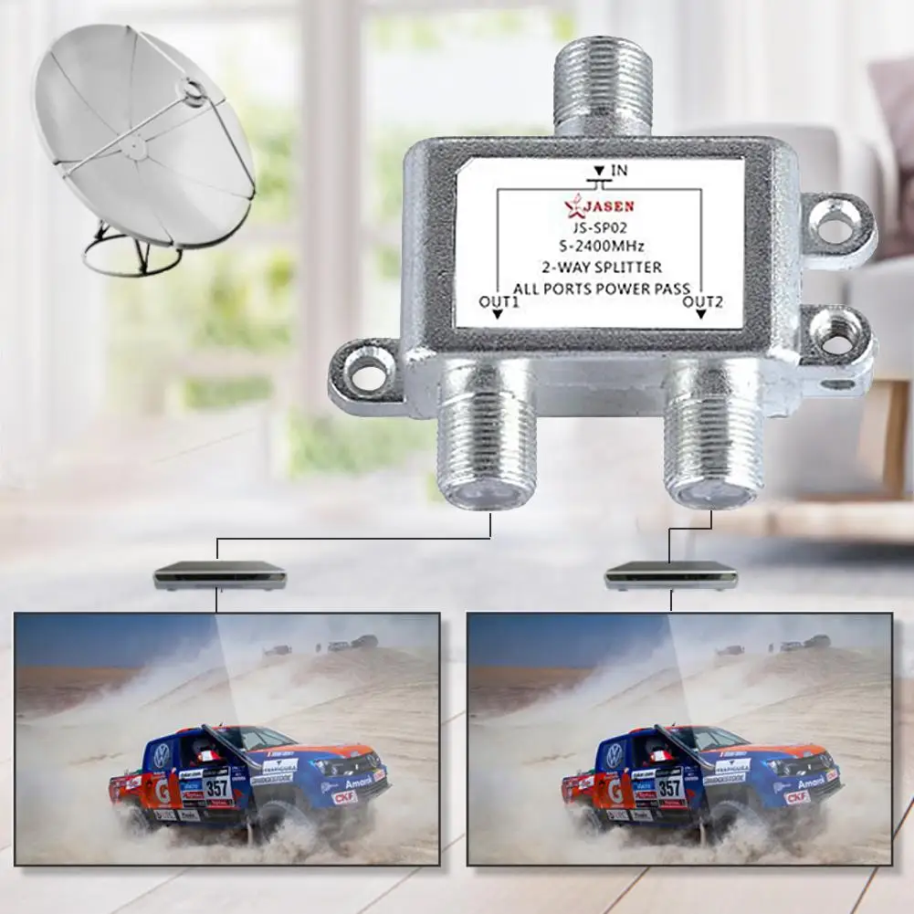 Divisor de señal de TV de 2 vías, divisor diplexor Coaxial por satélite, combinadores de Cable, conmutador de 5-2400 MHz, conector F-(f), 1 unidad