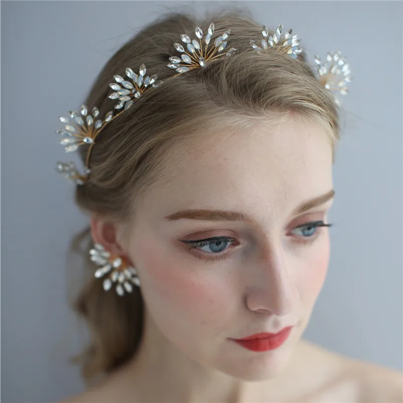 Fashion Wedding Hair Vine Headband Opal Crystal Bridal Hair Pins Comb Handmade Women Prom Headpiece Accessories