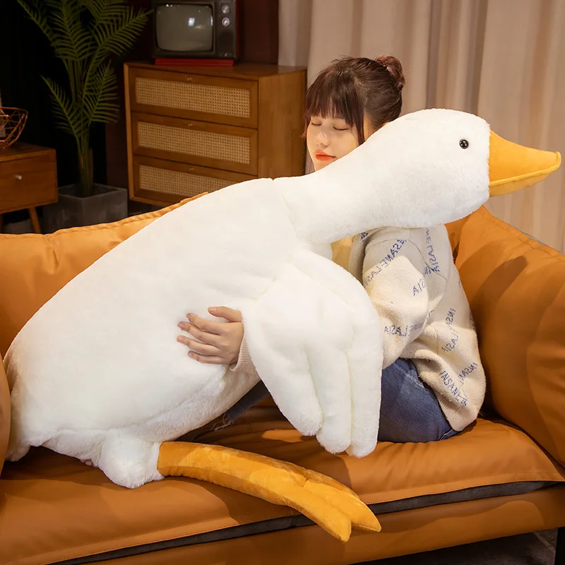 Huge Simulation Duck Plush Toy Soft Huggable Pillow Stuffed Giant Goose Cuddly Swan Baby Doll for Kid Birthday Gift 50-160CM