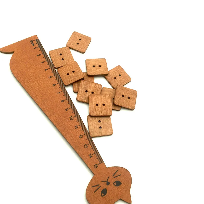 50PCS10/23/28mm 2-Hole Square Thin Section Wooden Buttons Sewing Scrapbook Clothing Sweaters Handwork Home DIY Accessories SC174