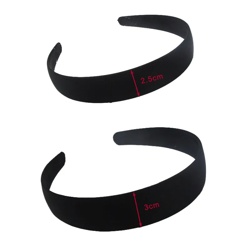 Diademas anchas simples para el cabello, accesorios para el cabello semiacabados, color negro, 4 piezas, 1,5 2 2,5 3 4cm