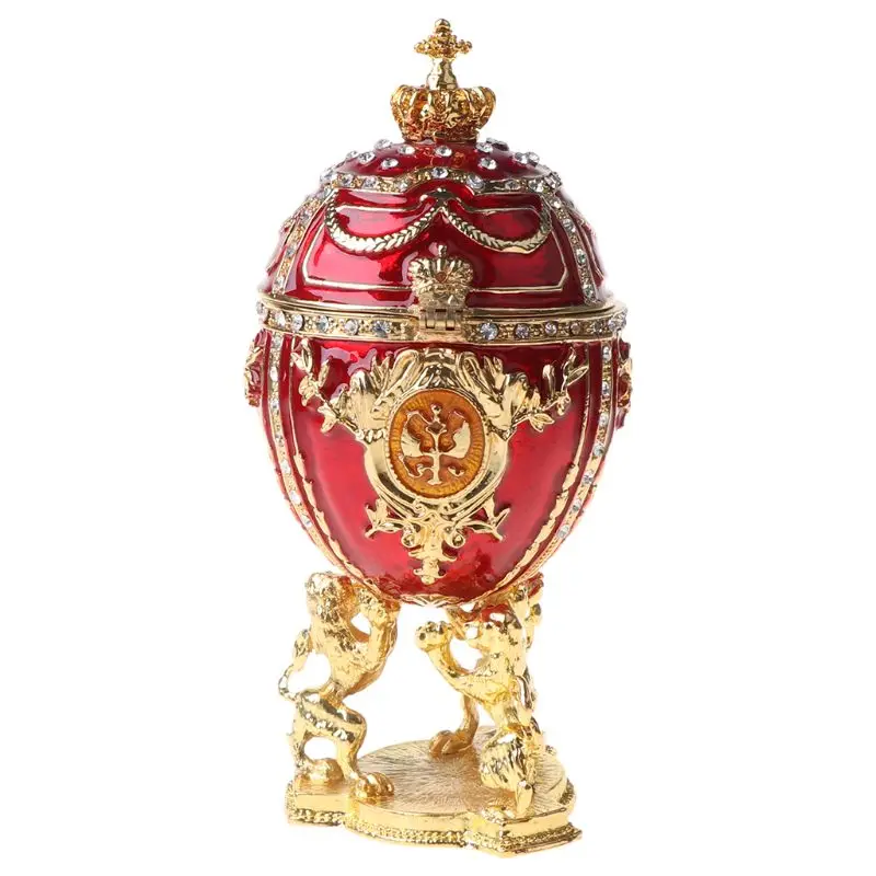 

Корона из красного золота, 2021, серия Faberge-яйцо, ручная роспись, шкатулка для безделушек, уникальный подарок на Пасху, домашний декор, коллекционный