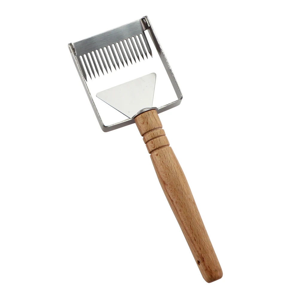 Multifunctional Beehive Honey Cutter Uncapping Fork Wooden Handle Honeycomb Scraper Stainless Steel Knife Shovel Beekeeping Tool