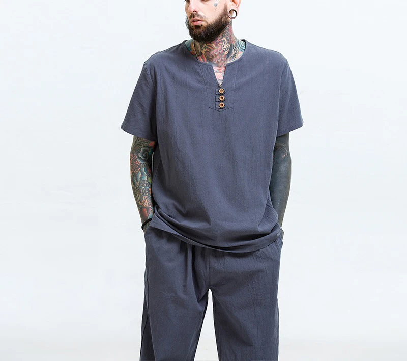 Men's Clothing Large Size Tracksuit 8XL 9XL Linen Short T-shirt Summer Suit Plus Size Clothing Track Suit 5XL Cotton Husband Set