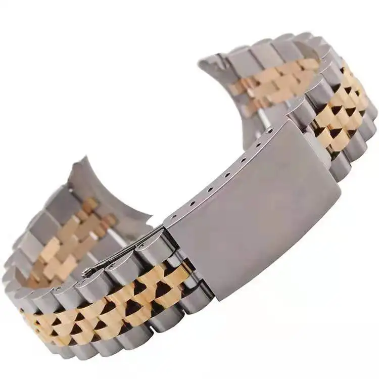 19 20 21mm Two tone Hollow Curved End  Links Replacement Watch Band Old Style VINTAGE Jubilee Bracelet For Datejust