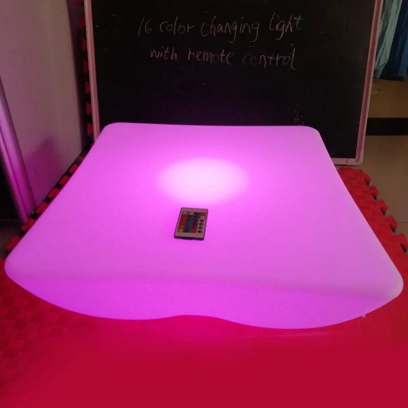 Mesa de Bar LED resistente al agua, mueble de centro cuadrado brillante para boda, SK-LF28U (L61 x W61 x H24cm), envío gratis, 2 unids/lote