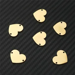 5PCS/lot New Style Stainless Steel Blank Double Hole Heart Charms Fit Bracelets Making Handmade Jewelry Love Heart Accessories