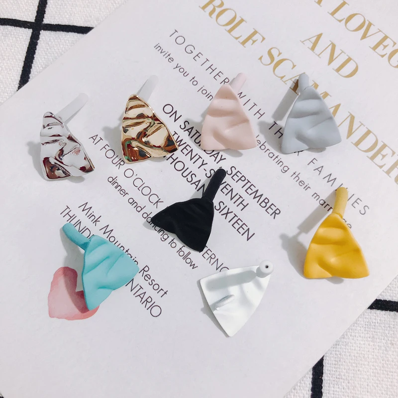 10 pieces  Spring and summer Morandi color personality spray triangle earrings ear needle diy earrings material Accessories