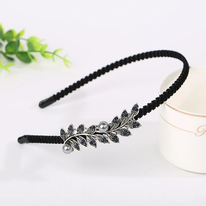 Retro Rhinestonen Headband Flower Pearl Jewelry Festival Hair Accessories Fascinator Headdress for Women Princess Girls