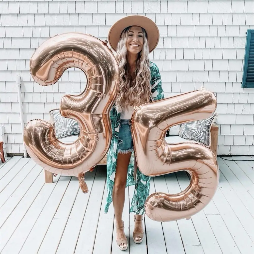 32 40inch Big Foil Birthday Balloons Helium Number Balloons Happy Birthday Party Decorations Kids Toy Figures Wedding Air Globos