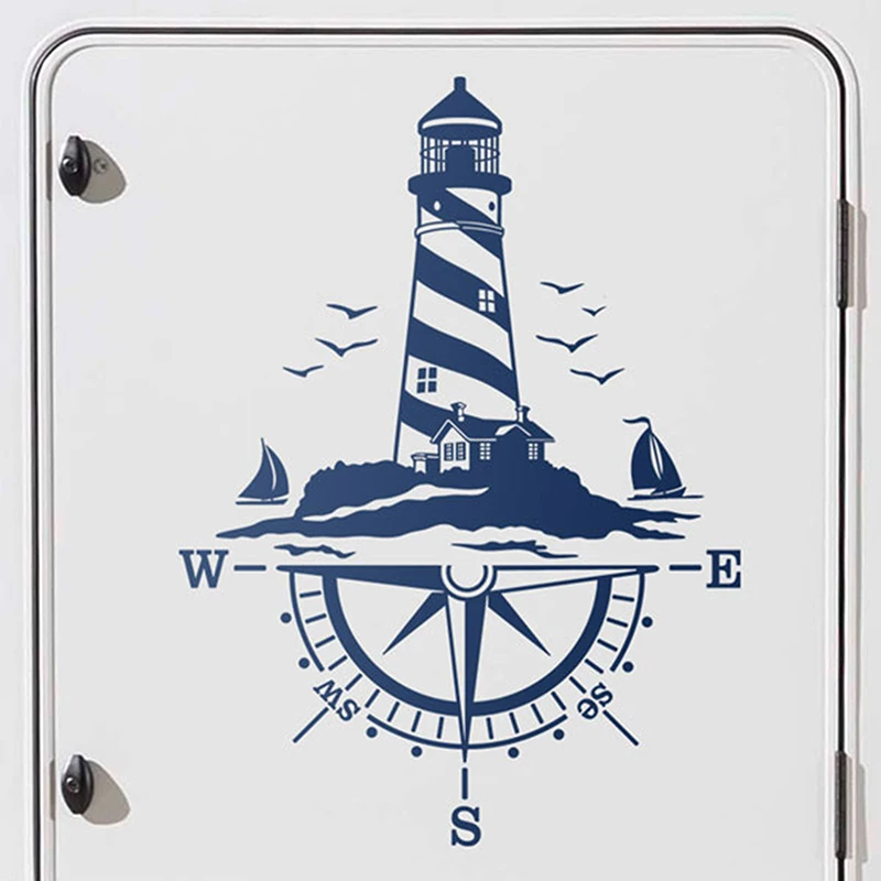 Camping Rv Caravan Lighthouse Comb of the Winds Compass SUV 4x4 Offroad Vinyl Decal Car Sticker Accessories Jdm