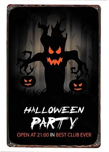 

Halloween Tin Sign - Halloween Poster Series - Vintage Holiday Postcard - Wall Memorial Decoration Metal Tin Sig