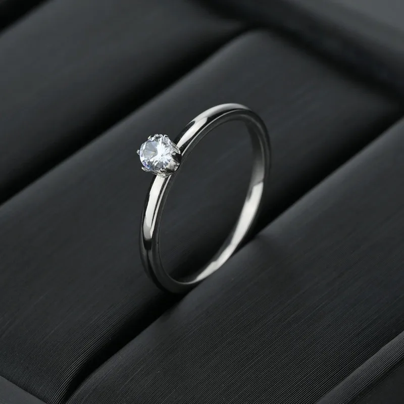 Luxury Simple Thin Zircon Rings For Women Litter Crystal Silver Color Female Women's Accessories Ring Gift Fashion Jewelry