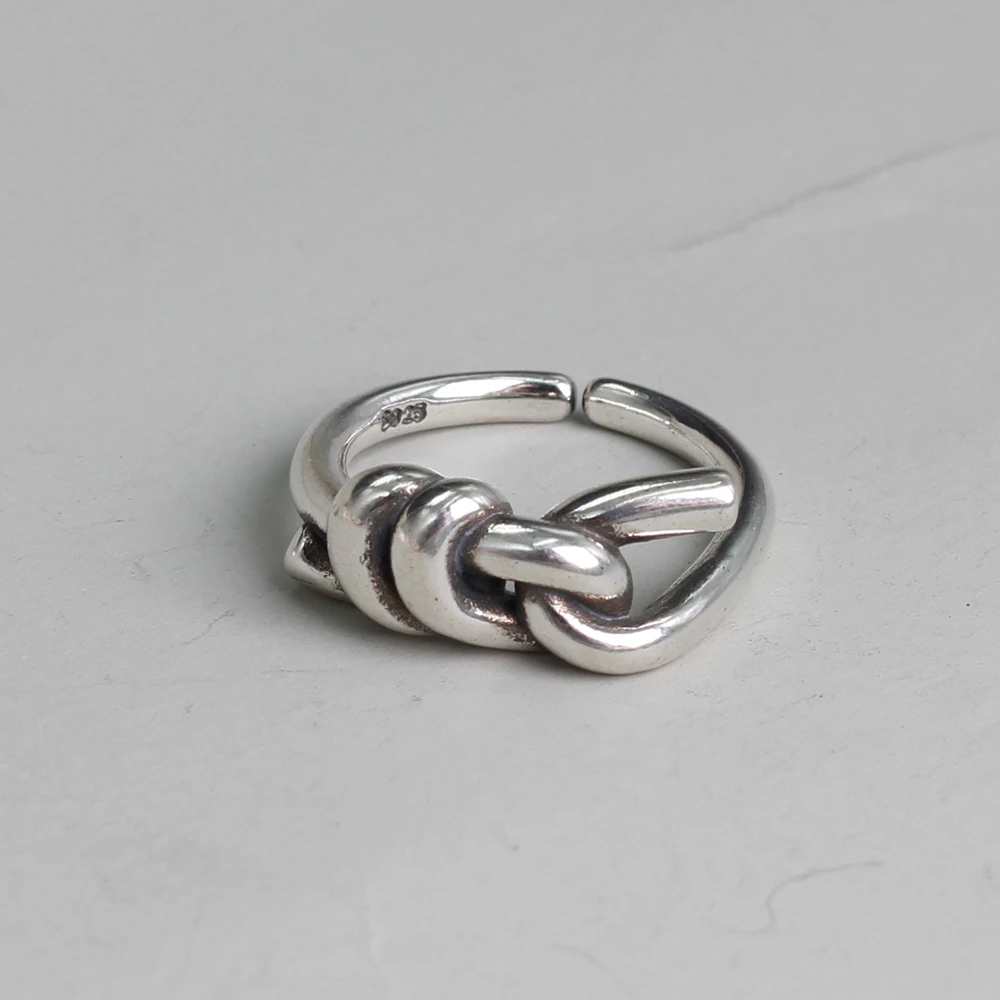 Women's Open Adjustable 925 Sterling Silver Knots Ring
