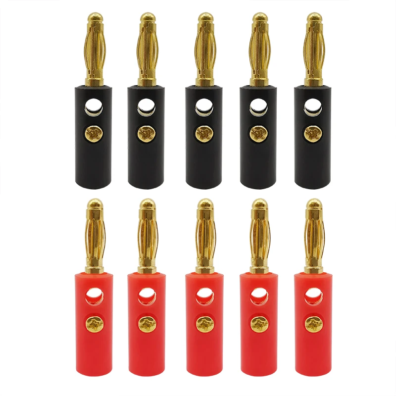 Adaptateur de câble de haut-parleur audio, connecteur de vis, noir, rouge, plaqué or, 4mm, 2 paires, 5 paires, 10 paires