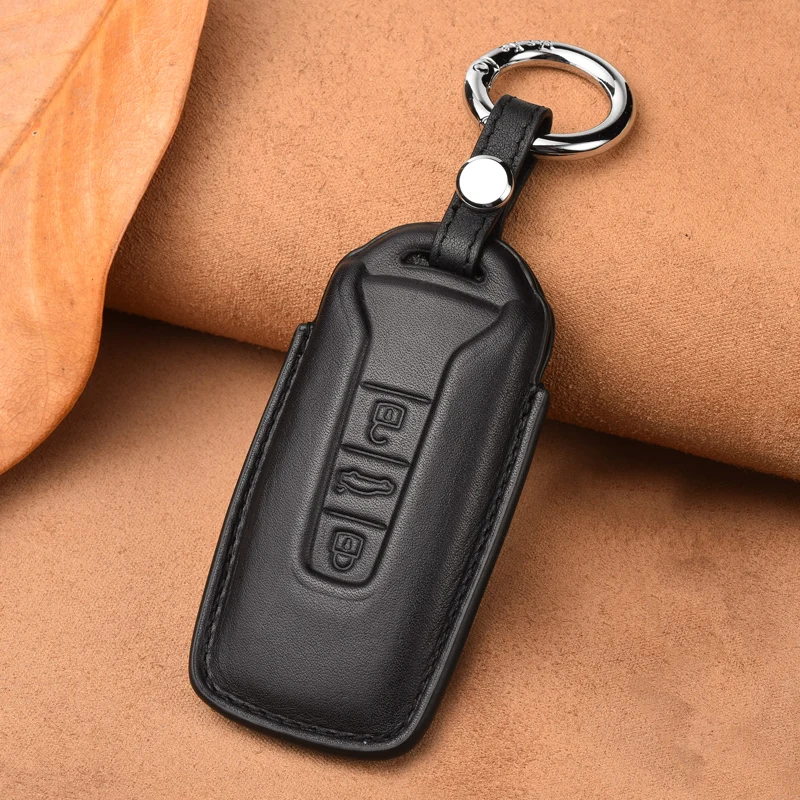 Luxury Genuine Leather Car Key Cover Case for Volkswagen Touareg 2018 2019 Fob Key Car-Styling