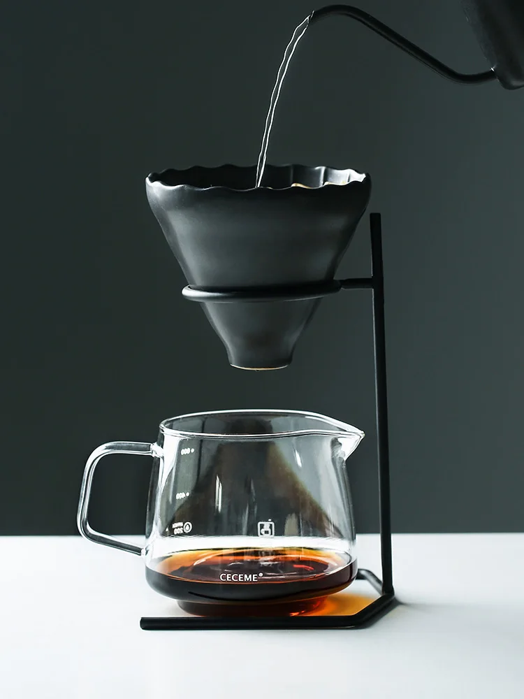 60° Espresso Coffee Filter Reusable Ceramics Coffee Dripper Funnel Drip Coffee Maker with Holder Coffeeware coffee Accessories