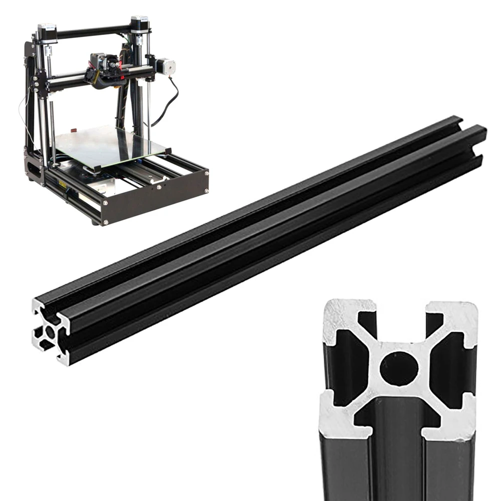 1PC BLACK 2020 European Standard Anodized Aluminum Profile Extrusion 100-550mm Length Linear Rail for CNC 3D Printer