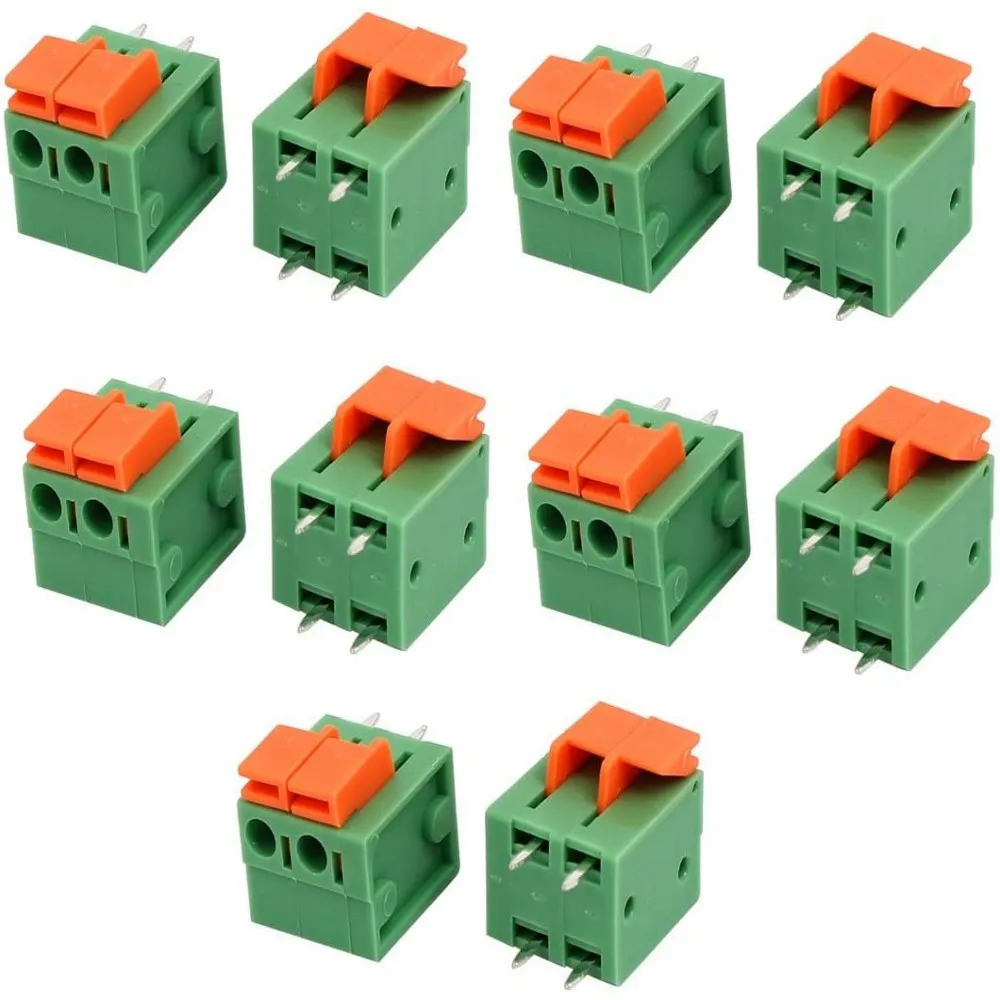100PCS KF141R KF141V 2,54mm Pitch PCB Gerade/Gebogen Fuß Anschlüsse 2/3/4/5/6/7/8/9/10P Frühling Screless Terminal Blöcke Grün – Detail 8