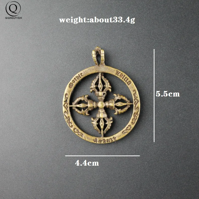 Ancient Tibetan Cross Vajra Pestle Pendant Necklaces For Women And Men Retro Color Copper Round Jewelry Car Keychains New Gift