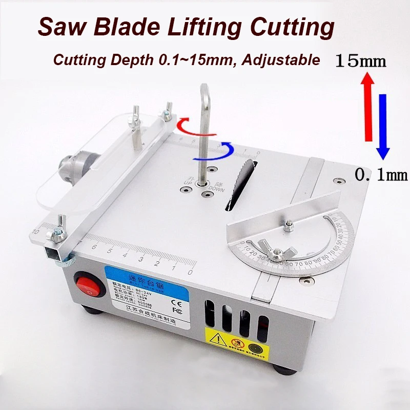 Mini Multifunctional Lifting Table Saw DIY Carpentry Woodworker Acrylic PCB Cutting With Grinding, Drilling Engrave 180W Motor