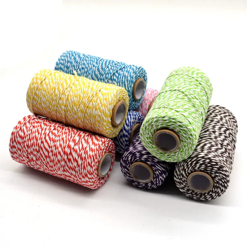 100M/Roll Cotton Cord Baker Twine Colorful Cotton Crafts Twine Macrame Cord String DIY Home Textile Gift Wrapping Wedding Decor