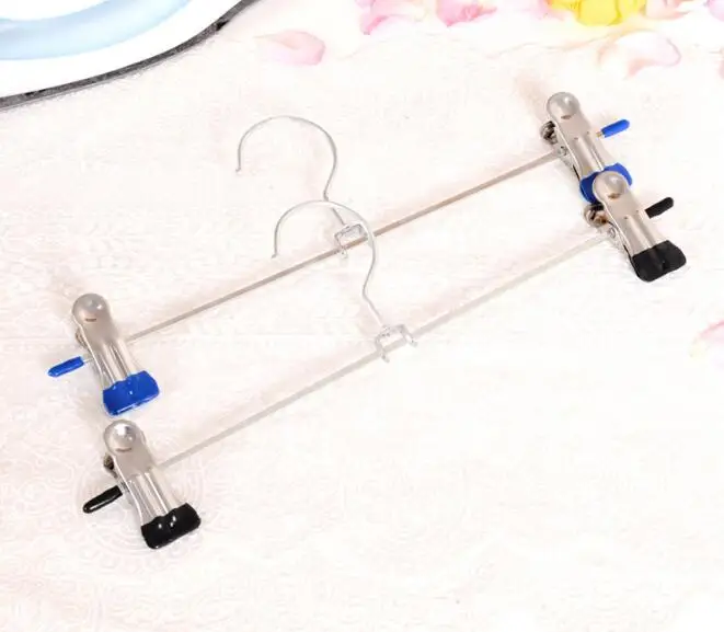 

New 100pcs/lot Stainless Steel Clip Stand Hanger Pants Skirt Kid Clothes Adjustable Pinch Grip Cabide Hangers For Clothes