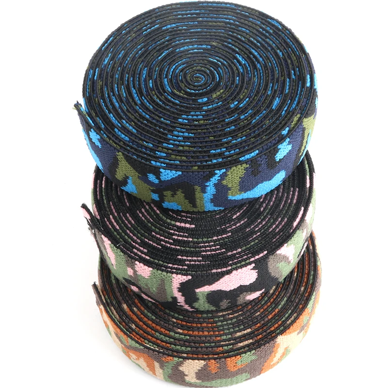 2.5cm Camouflage Elastic Band 25mm Elastic Ribbon For Clothing Bags Trousers Elastic Webbing Straps DIY Sewing Accessories 1M