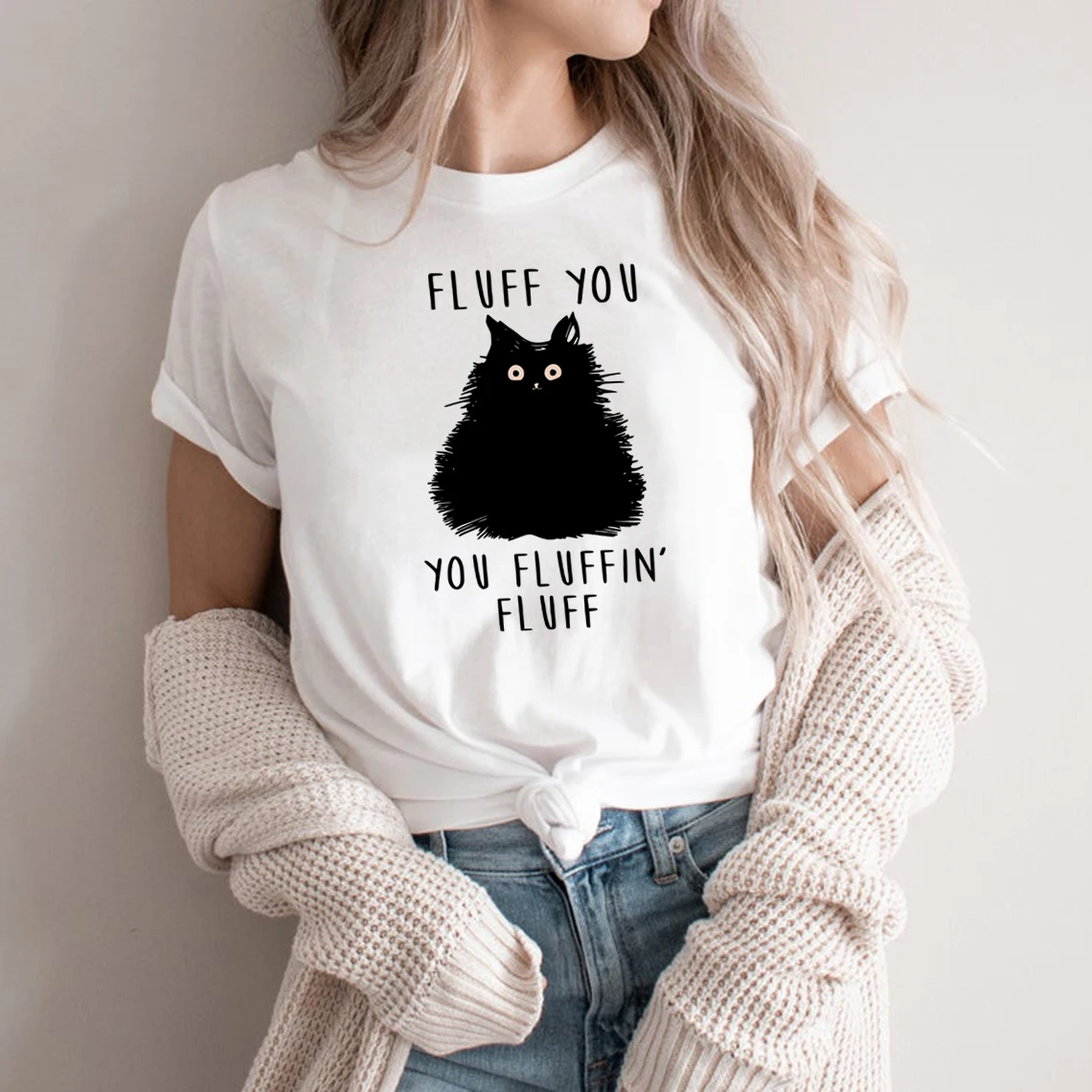 

Fluff You You Fluffin Fluff T-Shirt Funny Cat Shirt Funny Sarcastic T Shirt Woman Tshirts Graphic T Shirts Short Sleeve Tees Top