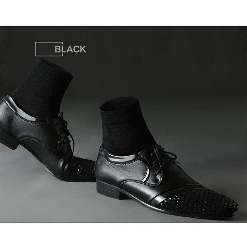 High Quality Cotton Socks Black Men\'s Business Casual Breathable Spring Autumn Male Crew Dress Socks Meias Male Sokken Size38-45